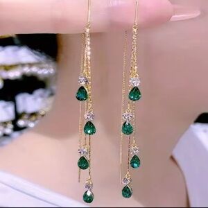 Gold Filled Green Cubic Zirconia Earrings